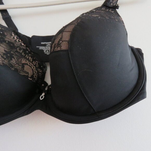 CURVY COUTURE Tulip Lace Push Up Balconette Bra in Black - Size 34G - Picture 8 of 13